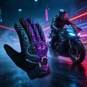 Vemar Summer Motorcycle Reflective Gloves, Breathable Anti-fall Anti-slip Protection Gloves, Unisex Comfortable Riding Motorbike Gloves