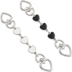 Purse Extender Chain Bag Extender Chain Purse Strap Extender Bag Chain Charms(Heart White/Black)