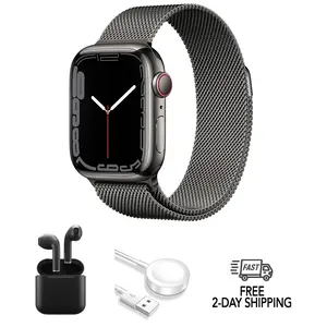 Refurbished Apple Watch Series 7 Stainless (GPS + Cellular) Good Condition with Wireless Earbuds & 1 Year Warranty