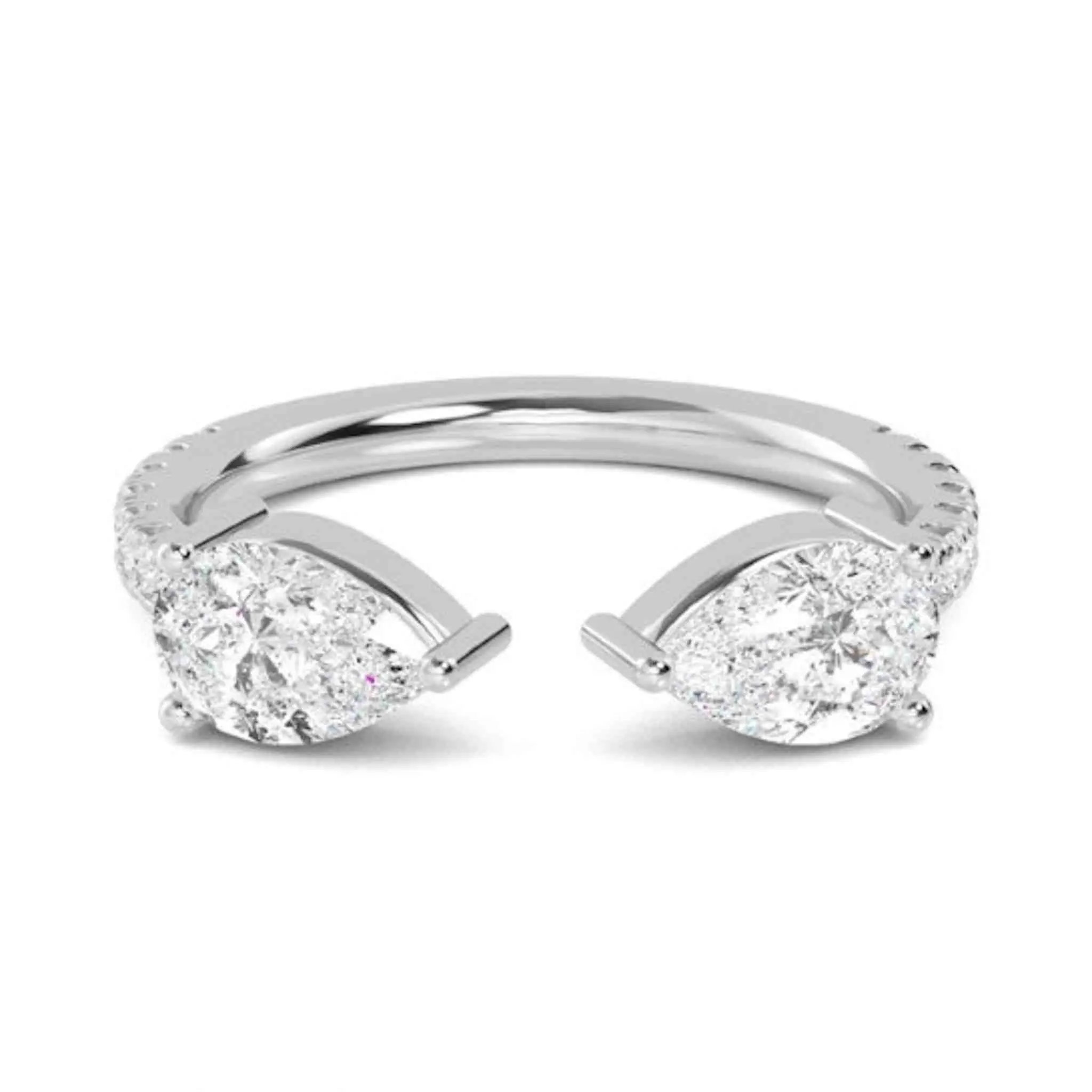 Lumeniri The Ziv Pave Pear Open Wrap Ring