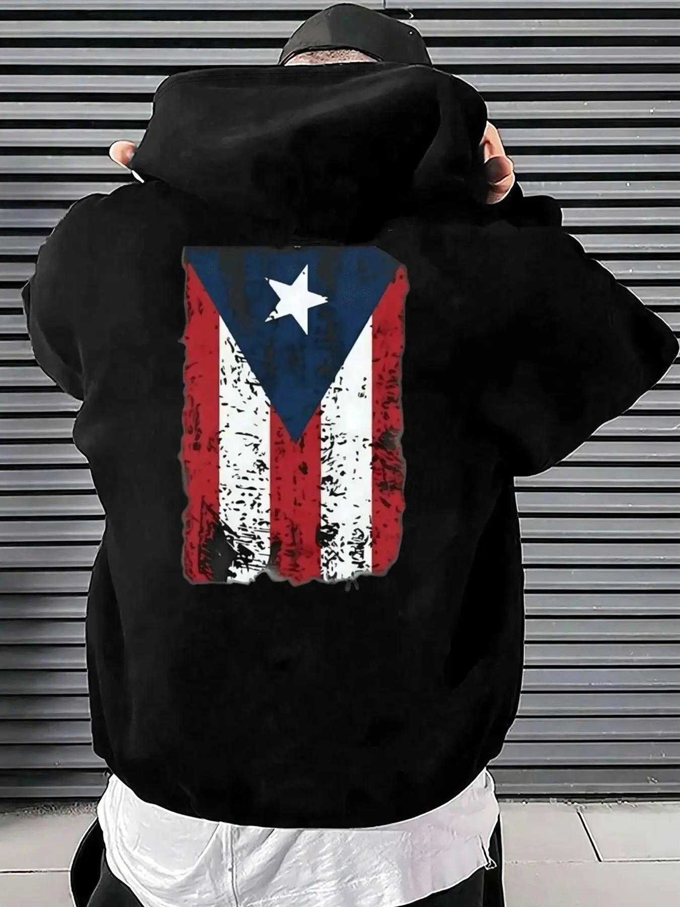 Men's Puerto Rico Flag Hoodie, Reversible Print Casual Comfortable Hooded Sweatshirt, Fashionable Daily Wear, Fall & Winter Style