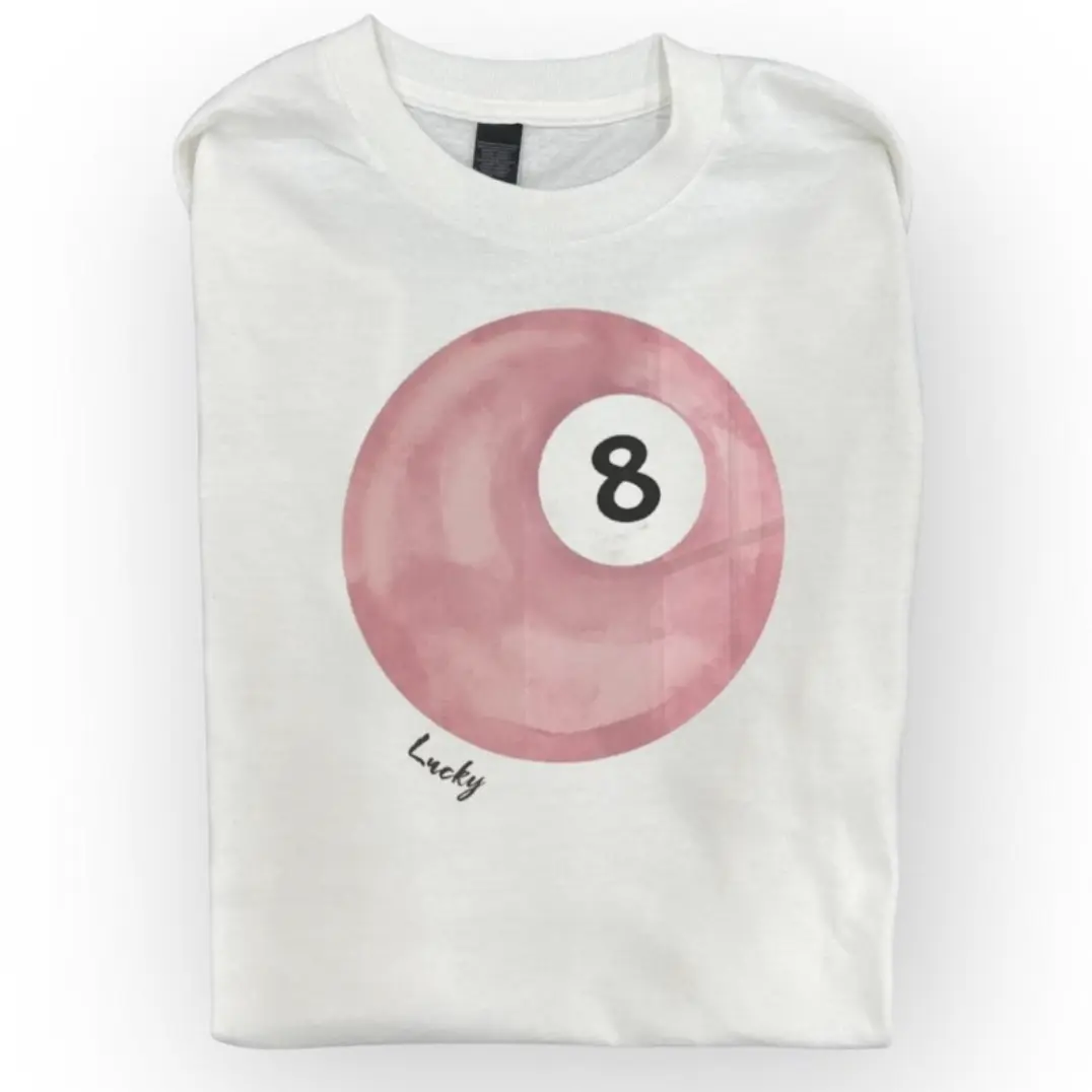 Vintage Style Y2K Lucky Pink 8 Ball Graphic Tshirt, Y2k Affliction Emo Gothic Tee, Gift Shirt, Cotton Comfort Crewneck Top Basic Fit Casual Streetwear Womenswear Menswear