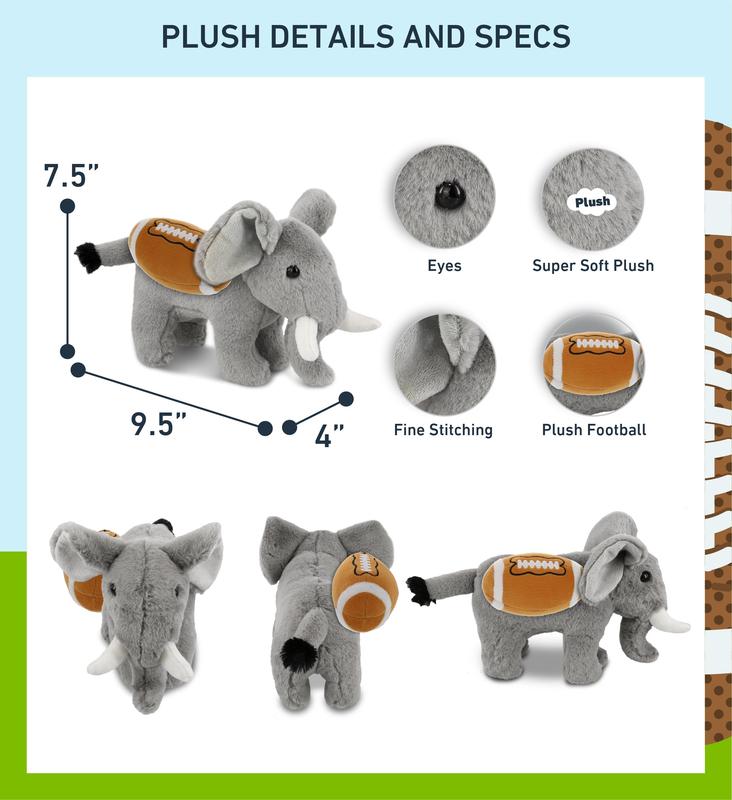 SUPER-SOFT PLUSH - STANDING ELEPHANT 7.5" WITH FOOTBALL PLUSH