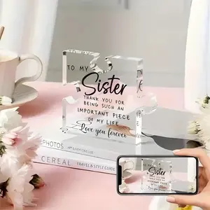 Sisters Acrylic Jigsaw Plaque 3.35×3.94in Custom Friendship Keepsake Assemblable 2D Puzzle Photography Prop Sentimental Gift for Sisters Best Friends Birthdays Weddings Thanksgiving Christmas