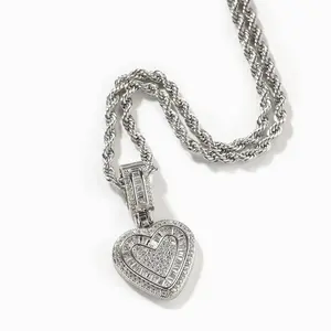 【Gift for Girlfriend】Diamond Heart Necklace for Women and Men Hip Hop Heart Pendant Necklace for Girls