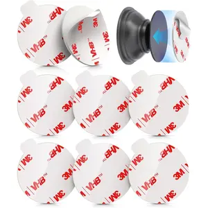 8 Pack Sticky Adhesive Replacement for Socket Stand, 1.4 Inch Pops 3M Circle Heat Resistant Double Sided Clear White High Bond Tape Extra Strong Removable Sticker Pad for Phone Grip Holder-