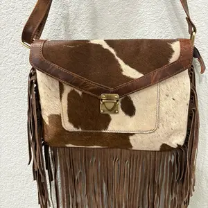 Cowhide Handbag with Fringe