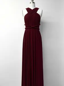 Burgundy Wine Red LONG Floor Length Ball Gown Infinity Dress Convertible Formal Multiway Wrap Dress Bridesmaid Dress Evening Christmas Party