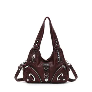 Lvanka's Vintage Crossbady Bag - Elegant PU Hobo Tote Satchel for Women, Adjustable Strap, Magnetic Closure, Stylish Accessories for Women,12" × 4" × 9.5" Dimensions, Everyday Bag, Mom Gifts,summervibes