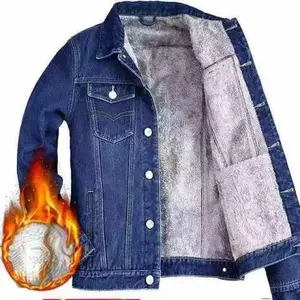 Men’s Fleece Lined Denim Jacket, Winter Thickened Warm Jean Jacket for Men, Loose Fit Casual Denim Coat Outerwear