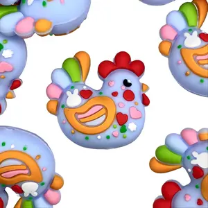 1pc Hatching Mischief 3D Silicone Focal Beads - Cute Chick Shape Easter Crafting DIY Supplies with Hearts & Bunny