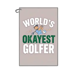 Funny Printed Golf Towel (16''x24''),Microfiber Golf Towel with Clip,Golf Gift for Dad Husband Birthday Christmas or Friends,Golf Bag Accessories for Men and Women (Grey)