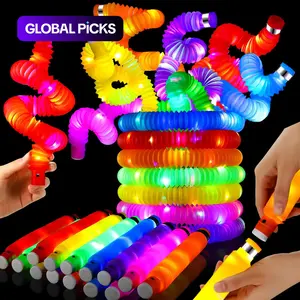 Light-Up Pop Tube Creative Sensory Toy, Stress Relief Toy, Fun Party Favors, Decorative Toy, Luminous Retractable Tubes Toy, Birthday Party Toy #GLOBAL PICKS