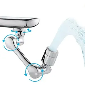 Universal Rotating Faucet Extender Splash-Free Water Saving Kitchen Sink Aerator Telescopic Arm Faucet Adapter Tool-Free Installation Anti-Splash Filter Multi-Angle Adjustable Dishwashing Nozzle Faucet Attachment