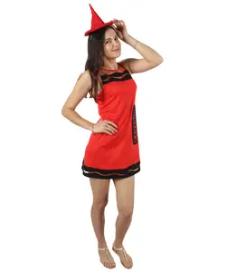 Adult Women's  Crayon Costume Bundle-Long-Sleeve Synthetic Fabric -Multiple Size -Red