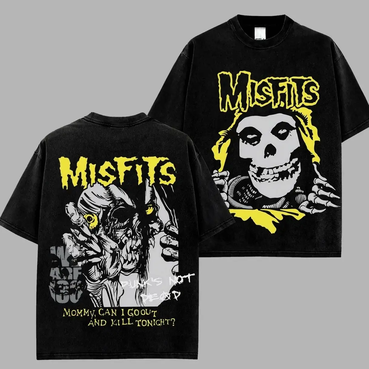 Misfits Band Washed Oversized Cotton T-shirt, Mommy, Can I Go Out And Kill Tonight T-Shirt, Retro Y2K punk rock Streetwear Top Classic Hoodie Tshirt, Alternative Streetwear Essential for Rock Lovers
