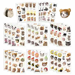 8 Cartoon Cute Cat Stickers, Waterproof for Diary, Scrapbook, Kuka DIY Decoration, Decals