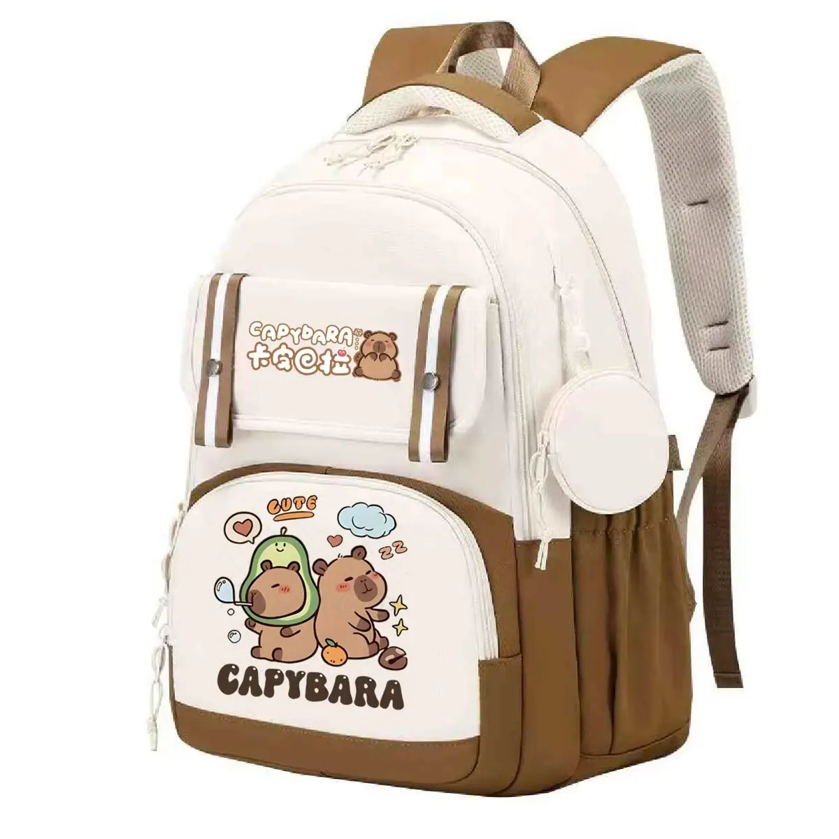 Cute Capybara Graphic Schoolbags Women Girls Large Capacity Backpack Children Kids Cartoon Capybara Backpack Teen Student Bags