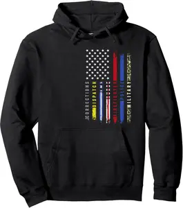 First Responders Hero Flag Nurse EMS Police Fire Military Pullover Hoodie