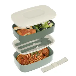 Classic Adult Bento Box - Stackable 3-Compartment Lunch Box with Removable Utensil Set, BPA-Free, Ideal for Meal Prep, Work & On the Go Tableware Reusable
