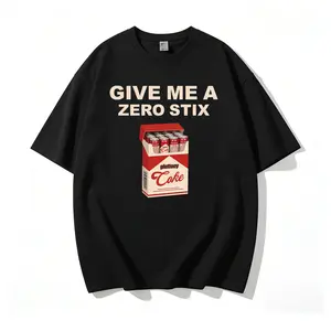 Unisex Funny Zero Coke Meme Graphic T-Shirt 180g Pure Cotton, Give Me A Zero Stix Vintage Cigarette Box Design Tee, All Season Breathable Soft Casual Top for Men Women, Original Unique Soda Lover Streetwear Gift for Daily Wear