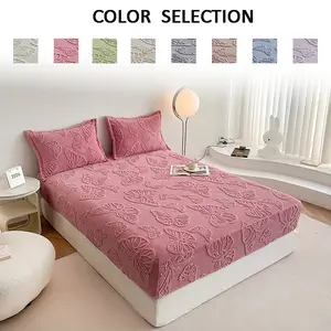 Butterfly Embroidered Bed Sheet Set, Bedsheet Sets, Soft Breathable Non-Irritating, King Queen Size, Anti-Slip Deep Pocket (11.81-13.39 Inches), Includes 1 Fitted Sheet, 2 Pillowcases