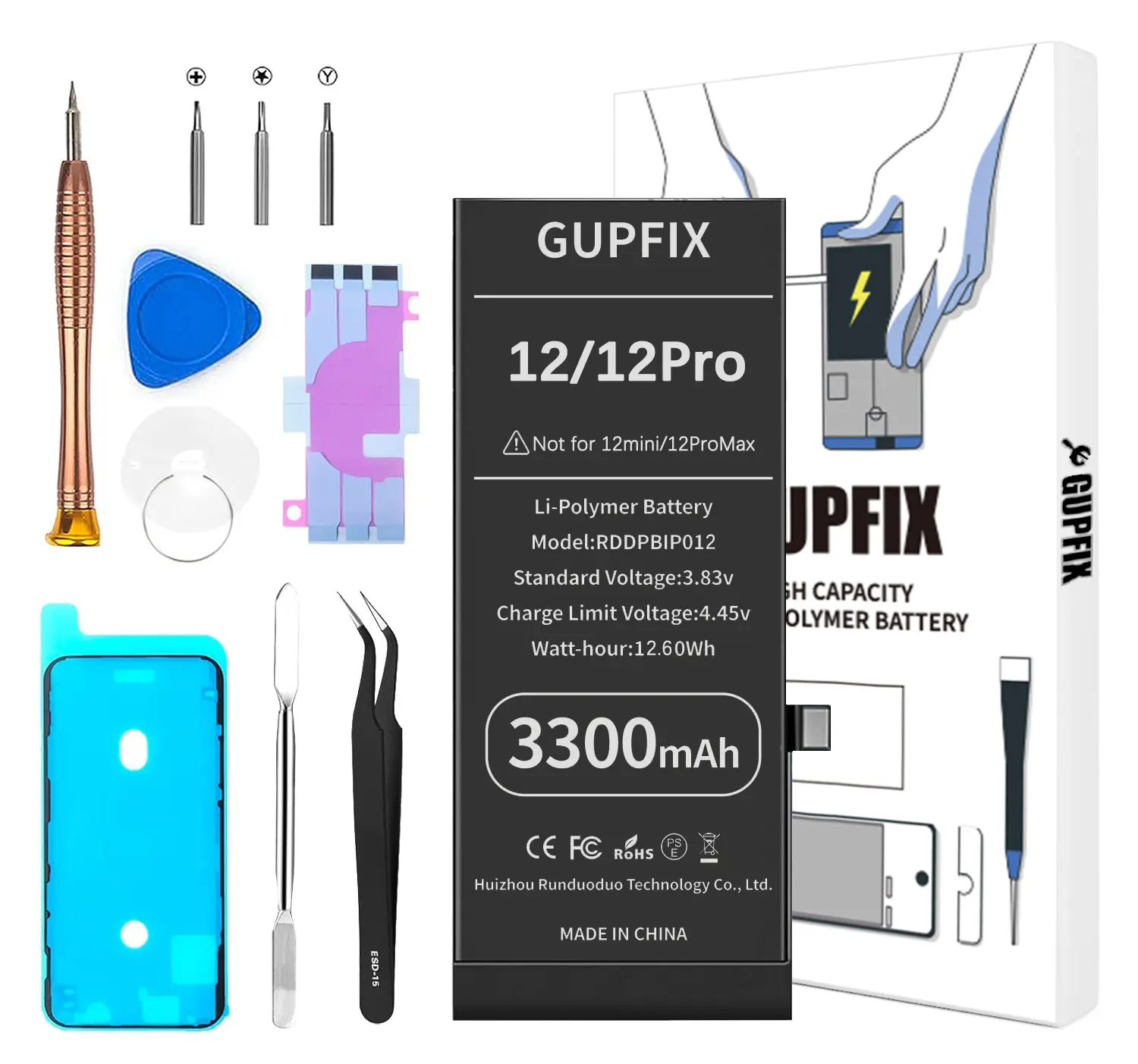High Capacity Diagnostic Battery Replacement for iPhone 12 to 15Pro Max Series with Full Repair Tool Kits
