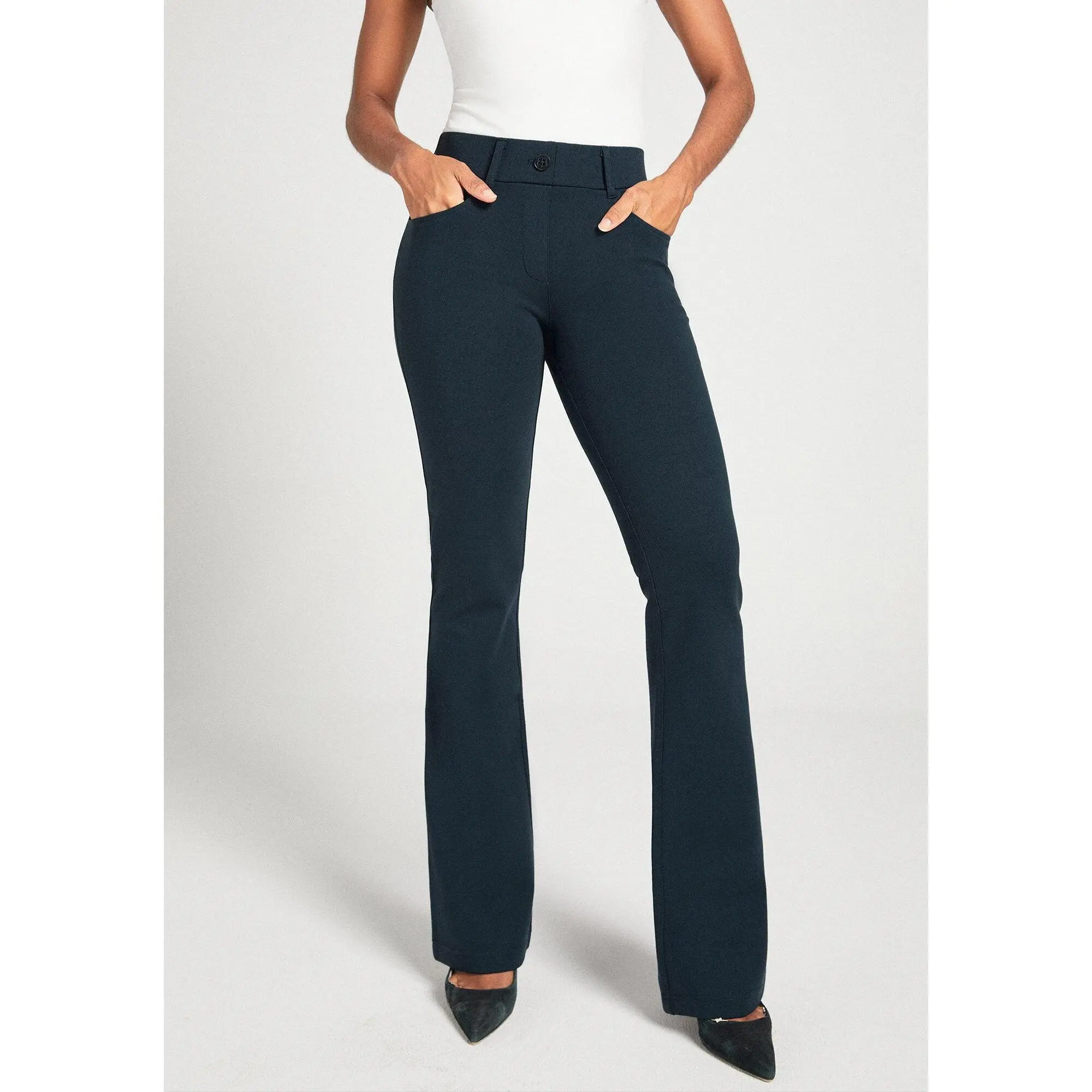 Betabrand 7 Pocket Dress Pant Yoga Pants Bootcut Leg Pull On Wrinkle  Resistant - Navy Blue (XS-XXL Regular, Petite, Long) Stretch Ponte Knit -  TikTok Shop