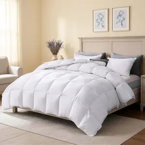 White Blended Fiber Comforter King Size 106"x90" – Lightweight Soft Down Alternative Quilted Duvet Insert for Spring Fall – Machine Washable Breathable Bed Comforter