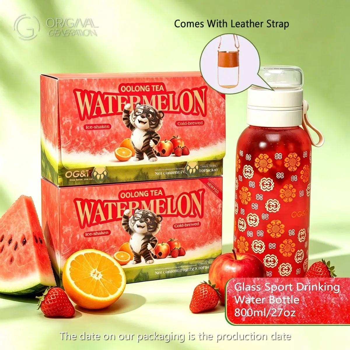 OG | Newly Upgraded 3.0 | Watermelon Oolong Tea ( 1 Carton 70g 7g×10packs) with Dragon Fruit Mango Sweet Orange Strawberry Apple