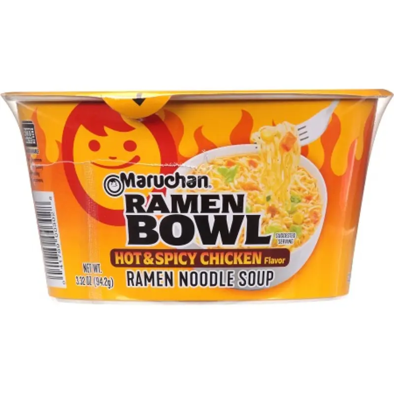 3x Maruchan Ramen Bowl Hot & Spicy Chicken Ramen Noodle Soup Snack 3.32oz