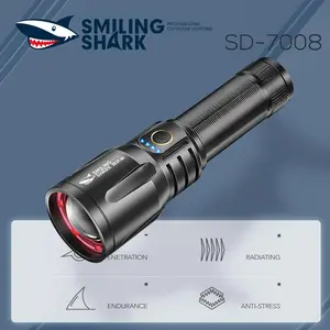 【SD-7008】Smiling Shark Flashlight White Laser Super Bright Long Range Strong Light Searchlight Outdoor Defence Portable High Power Rechargeable Emergency Xenon Light