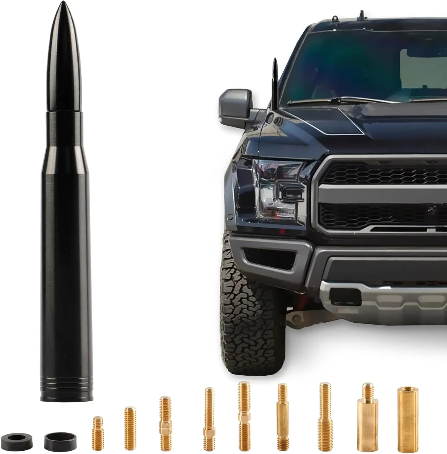 Universal Car Antenna Replacement Compatible Made of Rugged Billet and Aluminum, Black, Car Accessories