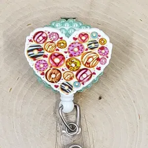 Doughnut Retractable ID Badge Reel | Donut Baker Bakery Fast Food Diner Chef Cook | Teacher Nurse Medical Hospital Badge Holder
