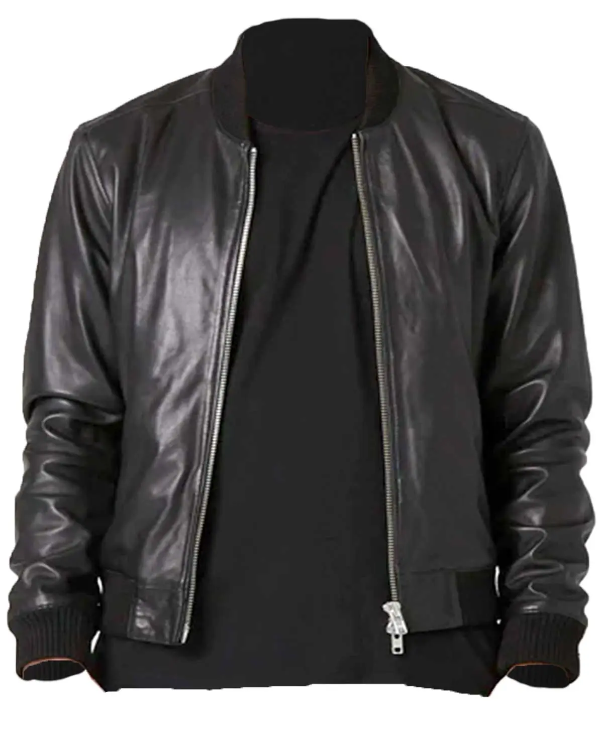 MotorCycleJackets Men’s Black Bomber Leather Jacket