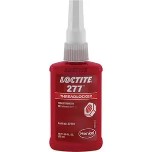 Loctite Series 277 Red High-Strength Threadlocker Liquid, 50 ml Bottle, 24 Hr Full Cure Time, Hand Tool Compatible, 88448 Heat-Removal Formula