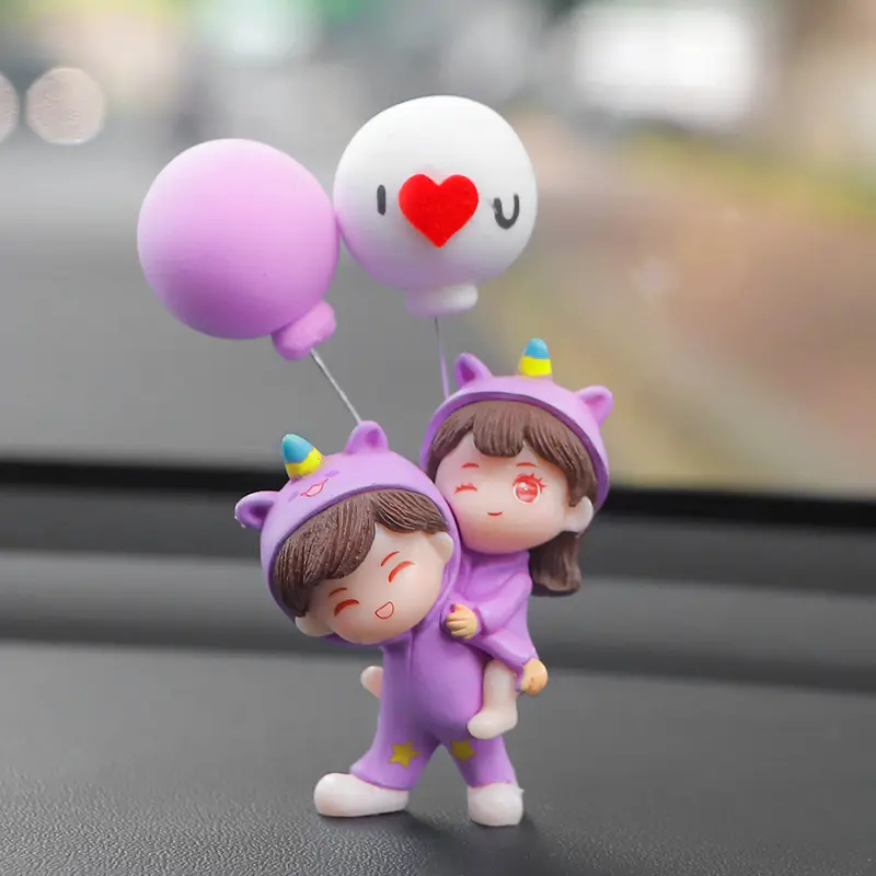 2026 1pc Cartoon Couple Statue Ornament, Cute Kiss Balloon Figure Model, Auto Interior Decoration, Car Dashboard Figurine Accessories 2026 For your cars New for your car décor