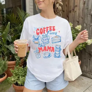 Coffee Fixes This Mama Shirt, Funny Mom Life Coffee Tee, Cute Coffee Lover Mom T-Shirt, Mother’s Day Gift for Her