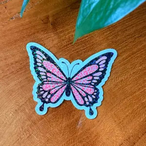 Y2K Pink Leopard Print Butterfly Holographic Sticker