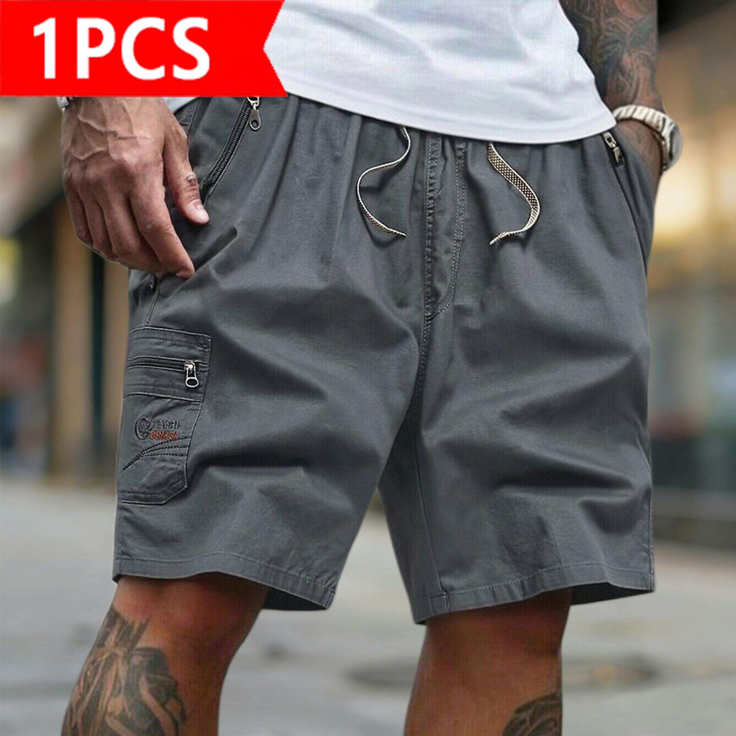 Men's 3-Pack Cargo Shorts | Casual Drawstring Elastic Waist Shorts with Zipper Pockets | Quick Dry Lightweight Streetwear for Summer, Beach, Daily Wear & Outdoor Activities