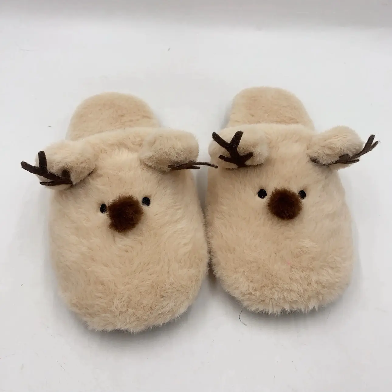 Women's Reindeer Slippers Plush Slip-On Indoor Footwear Soft Comfort Fluffy Cute Winter Slipper Christmas House - Flipflop, Walking Shoes memory foam Slide Fur Decor Girl