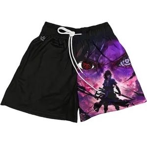 Naruto Sasuke Culture Shorts Gym Shorts Men's Basketball Shorts Workout Sport Knee Pants with Pockets Athletic Sweat Walking Summer Shorts