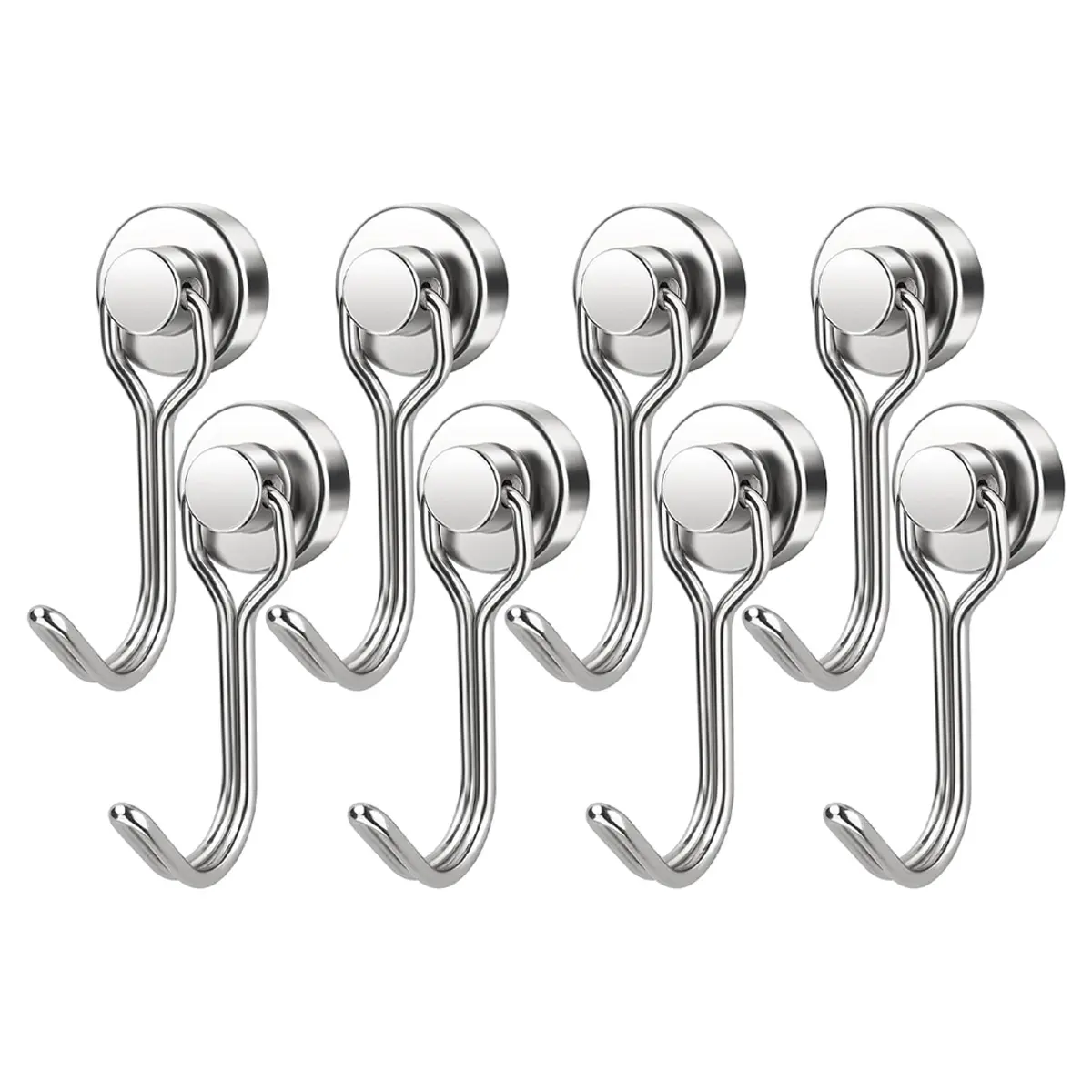8-Pack Heavy Duty Magnetic Garage Hooks, 30 Lbs Strong Space Saver Home Organizer Hook & Organiser, Removable Hangers for Fridge, Kitchen Organization & Hanging Needs