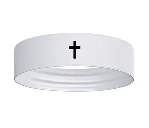 White Black Cross Stretch Headband - Christian Jesus Faith God Workout Sweatband Football Basketball Soccer Running Baseball Softball Weightlifting Wrestling Athletic Fitness Distressed Accessories Bible Verse Head Band Sweat Band Bandana