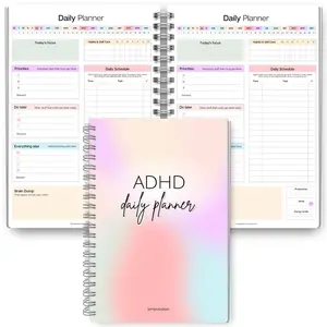 Neurodiverse Adult Adhd Daily Planner, Productivity Tool, To-Do List, Focus, Brain Dump, Cleaning, A5 Spiral Binding