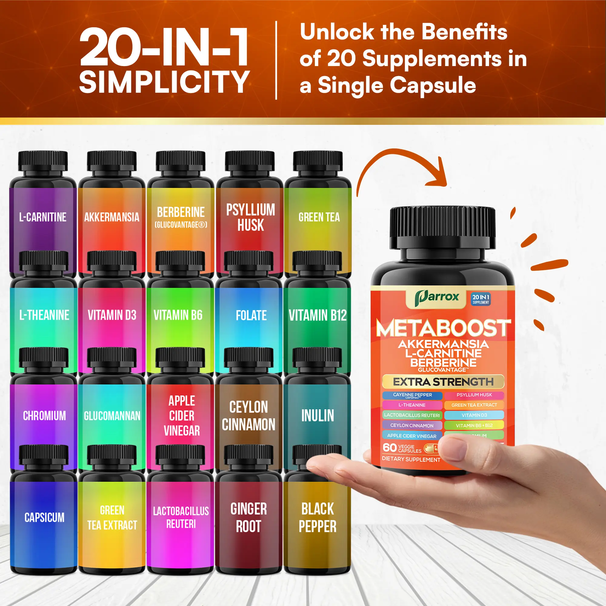 Parrox Metaboost - Natural Metabolism Supplement with Berberine, L-Carnitine, L-Theanine & 20+ Extra Strength Ingredients - Fitness, Balanced Gut, & Digestive Health - Made in USA - TikTok Shop Parrox Metaboost - Natural Metabolism Supplement with Berberine, L-Carnitine, L-Theanine & 20+ Extra Strength Ingredients - Fitness, Balanced Gut, & Digestive Health - Made in USA - TikTok Shop
