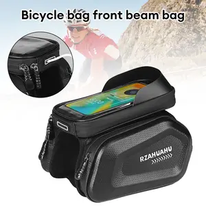 7 Inch Phone Bike Front Frame Bag Touch Screen Waterproof Hard Shell Bicycle Top Tube Storage Bags Organizer Cycling