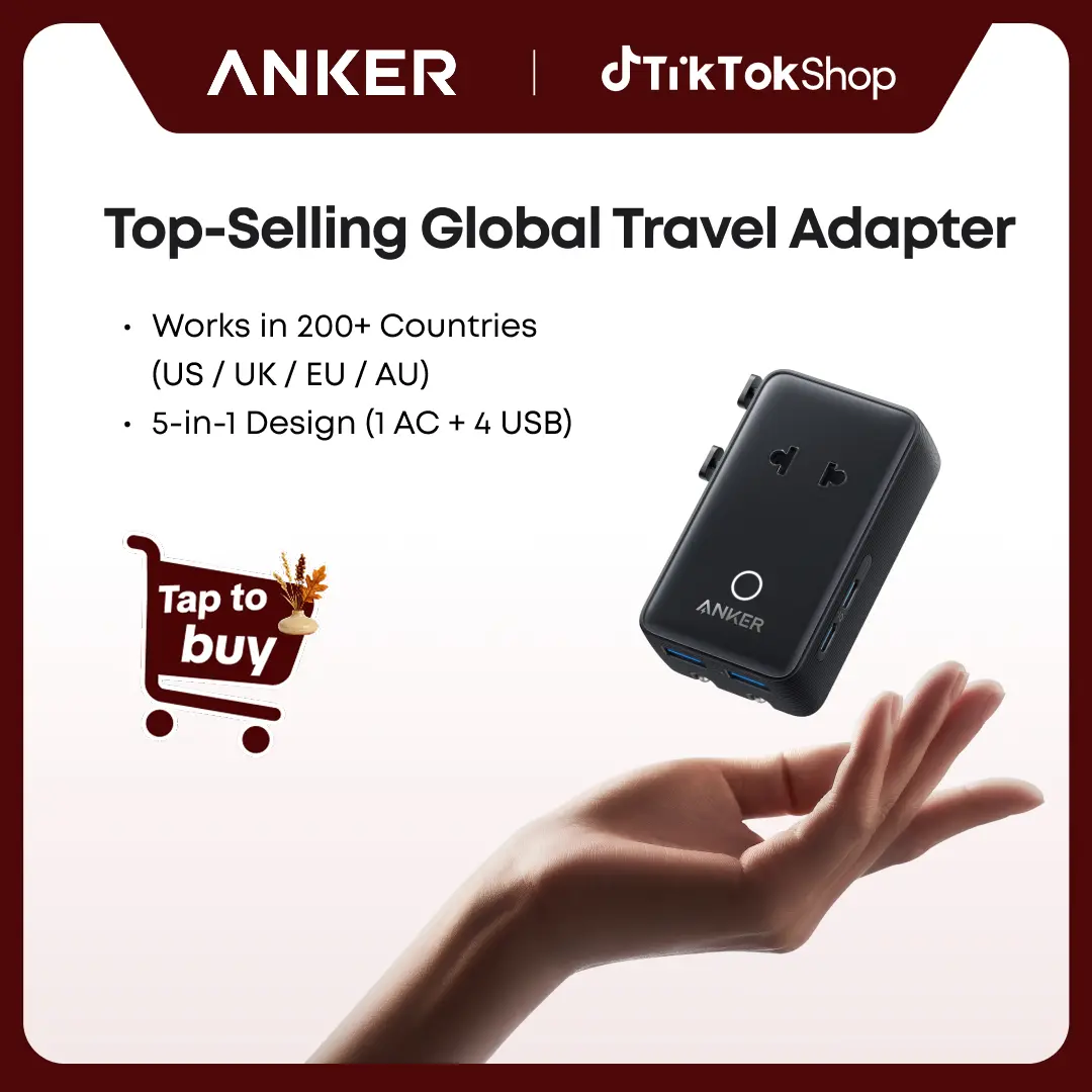 【Universal Travel Adapter Charger】Anker Nano Adapter Compatible with 200+ Countries, EU/US/UK/AU Plugs,5-in-1 2 USB-C 2 USB-A 1 AC,Perfect for International Travel,summerwins,FathersDayGift,#DealsForYouDays sohochic, Retractable, Foldable