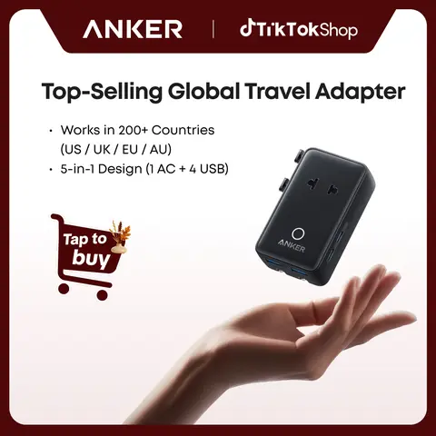 【Universal Travel Adapter Charger】Anker Nano Adapter Compatible with 200+ Countries, EU/US/UK/AU Plugs，5-in-1 2 USB-C 2 USB-A 1 AC，Perfect for International Travel,summerwins,FathersDayGift,#DealsForYouDays sohochic, Retractable, Foldable