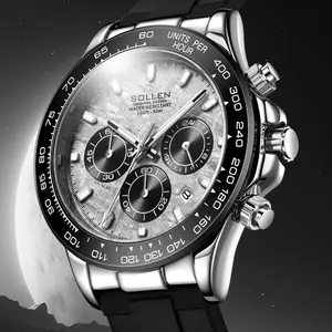 SOLLEN Men's Watch 713 - Tough Bold Multifunctional Chronograph Quartz with Textured Design Waterproof Silicone Strap Luminous Dial Perfect for Gifts